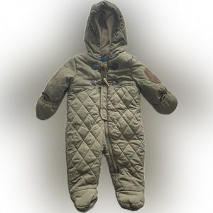 Perry Ellis 6-9 Month Boys Green Fleece Lined Bunting w Patch Detail